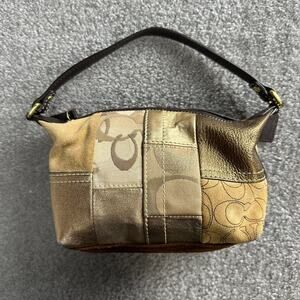 Vintage Coach Bag Patchwork Mini Purse Gold Suede Y2K Rare